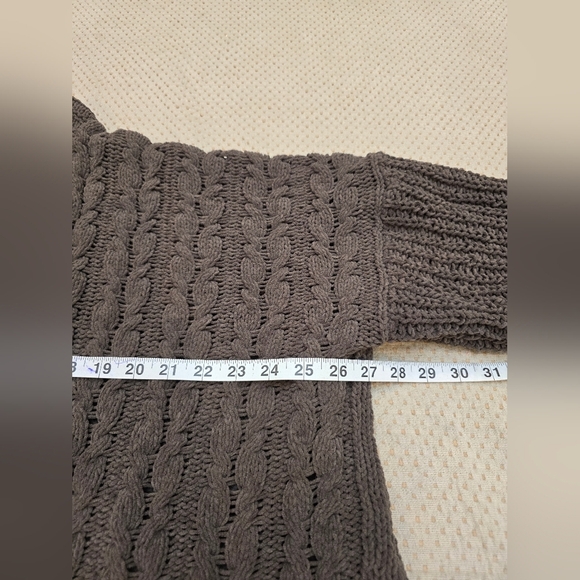 Umgee Cardigan Sweater Women's S/M Brown Chenille Cable Knit Open Front Boho - Picture 10 of 10
